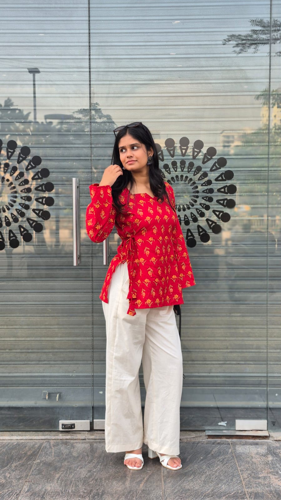 Noor Side Tie-Up Red Kurti