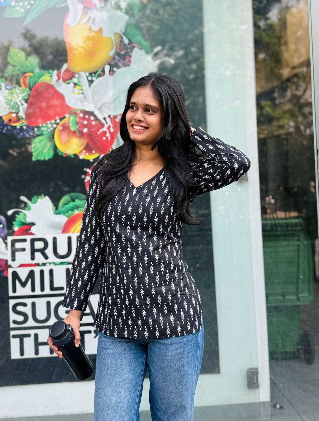 Alia Black Printed Kurti