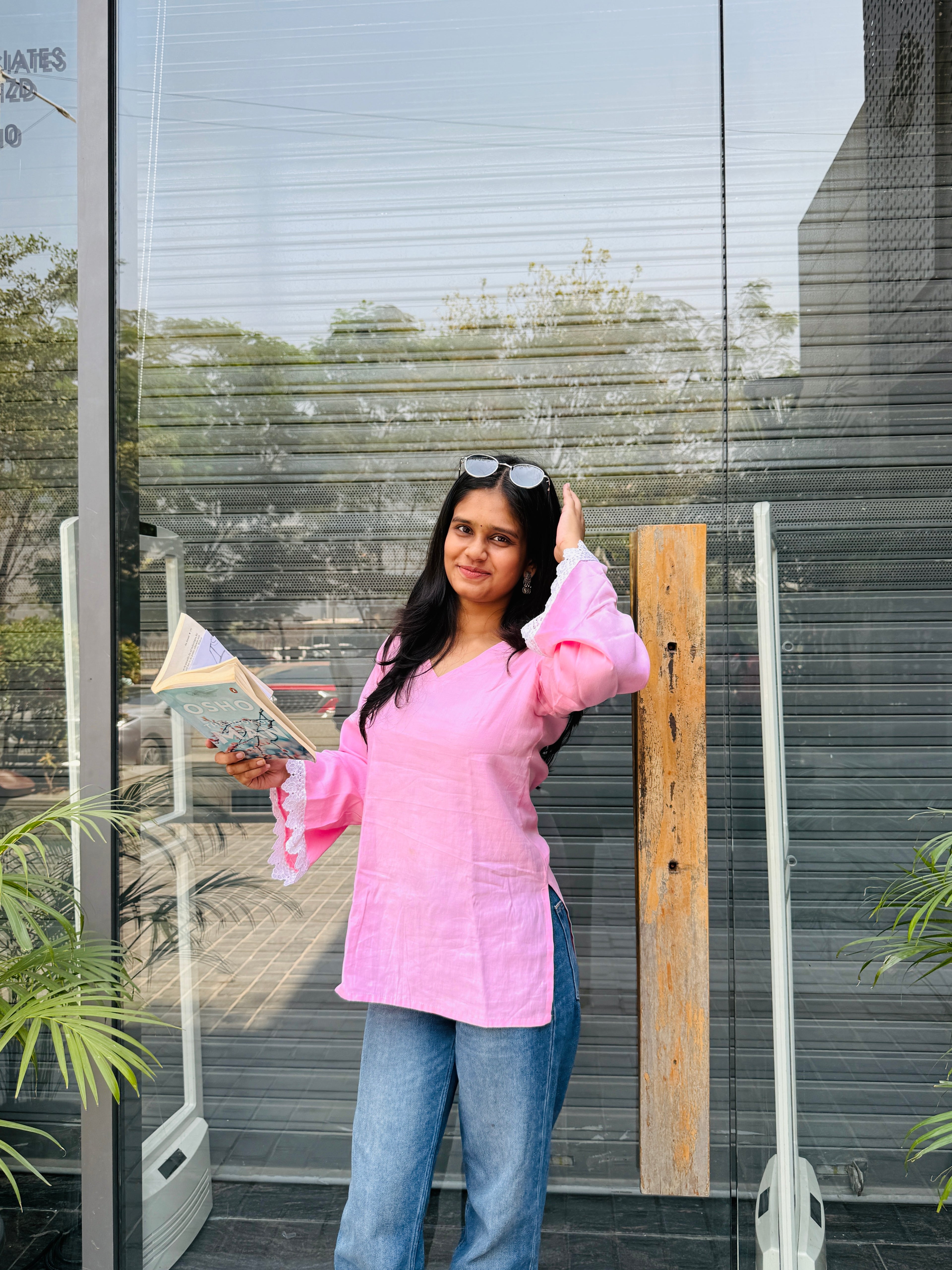 Vanya Pink Bell Sleeve Kurti