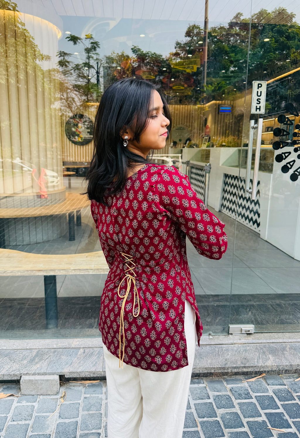 Avni Navy Blue Corset Back Kurti