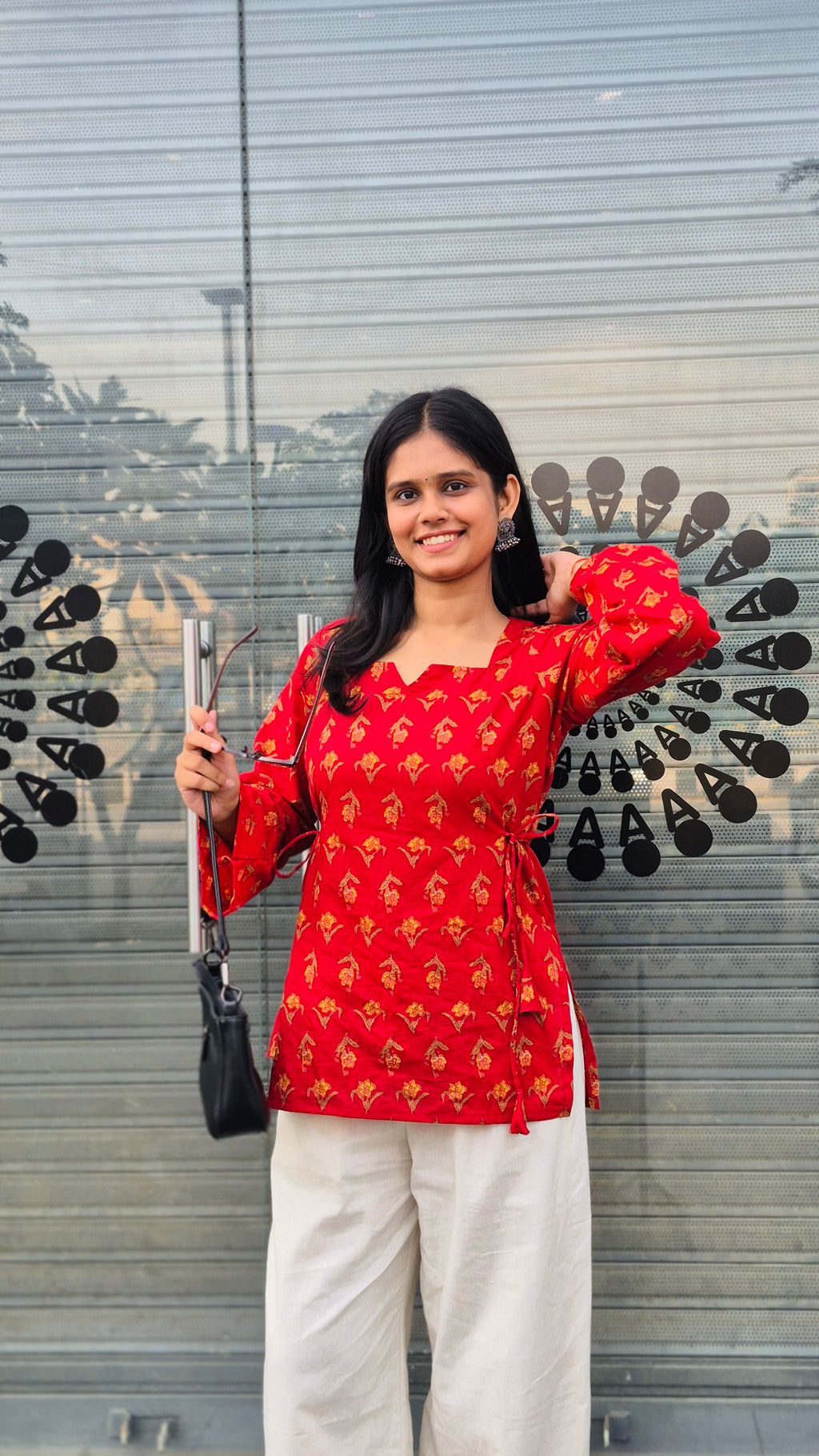 Noor Side Tie-Up Red Kurti