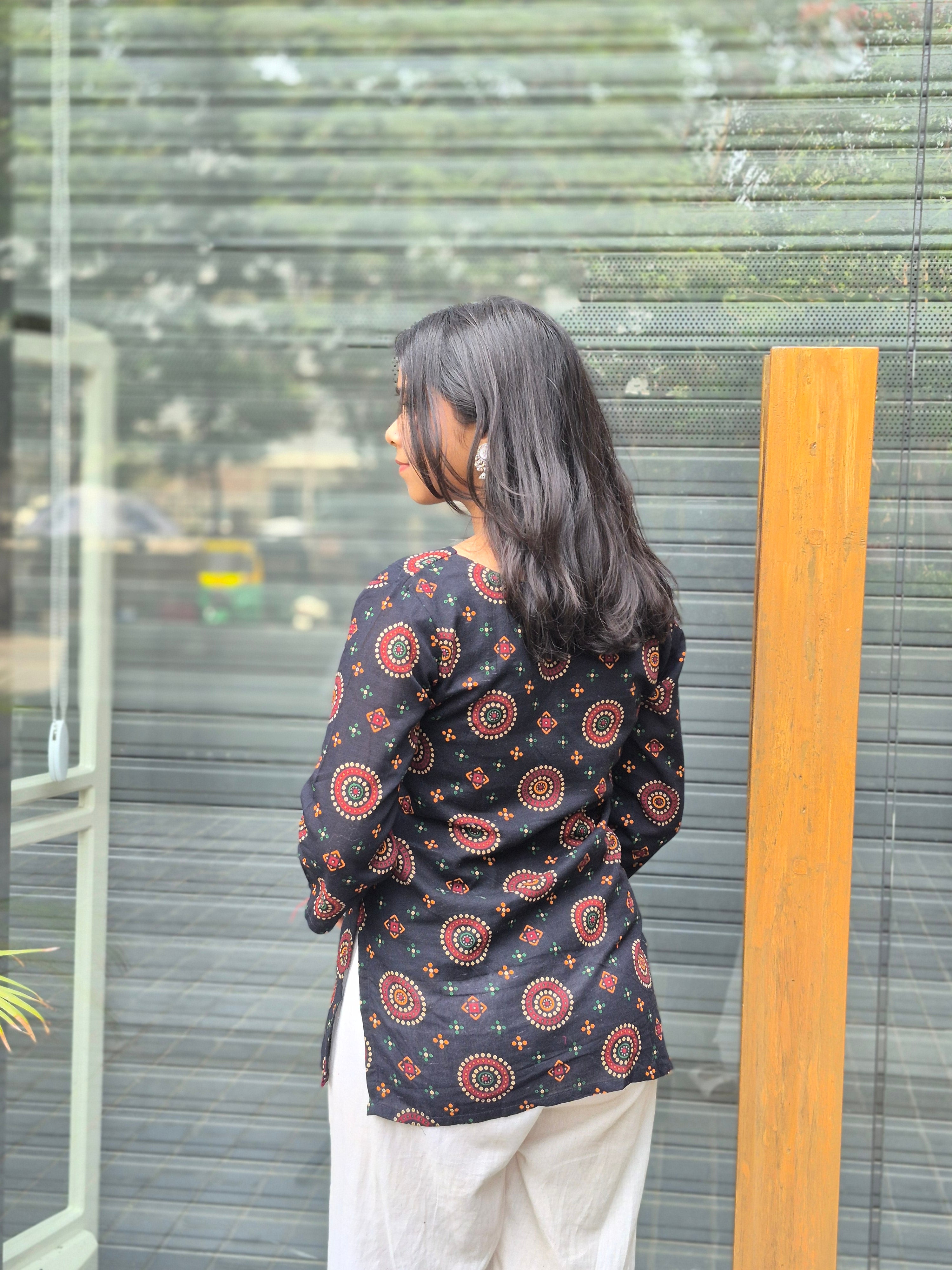 Riddhi Black Ajrakh Print Kurti