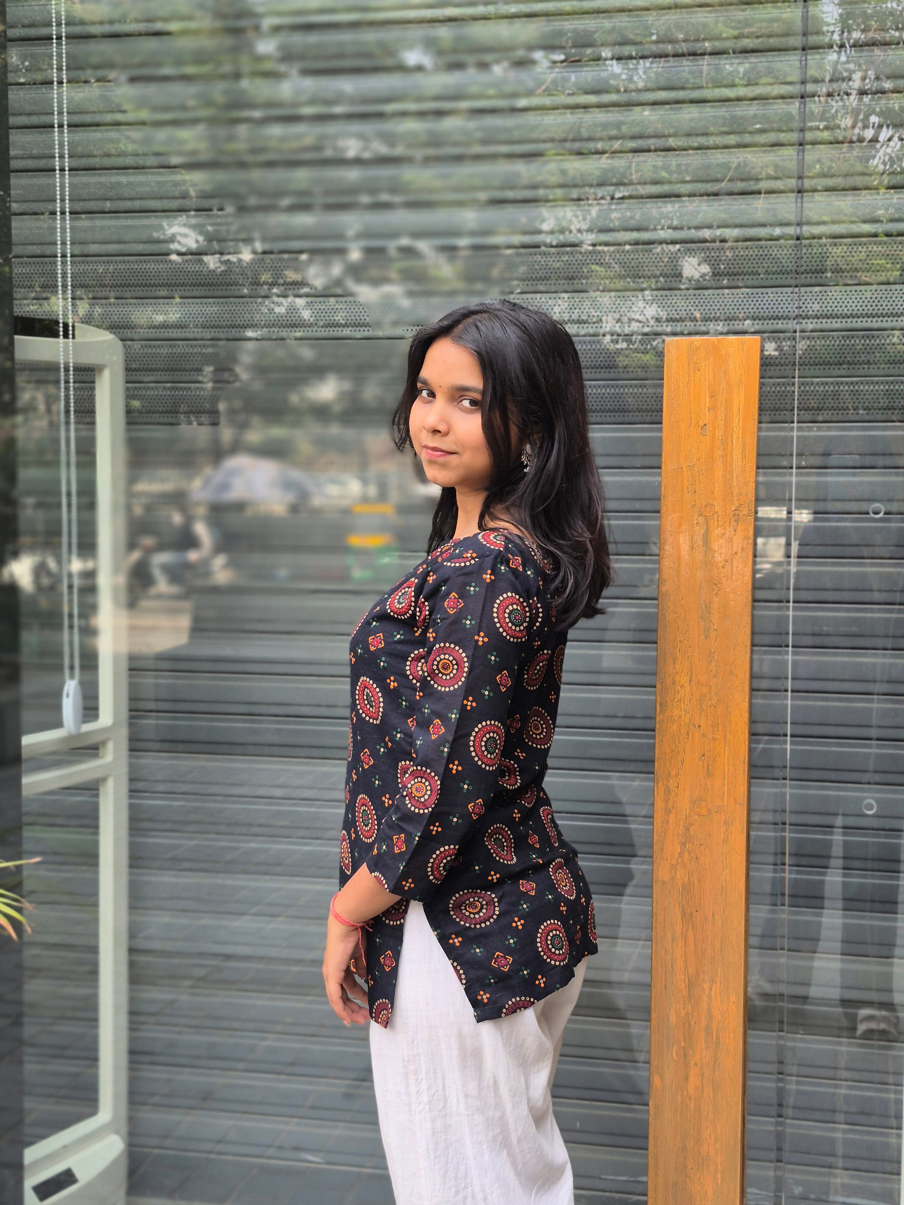 Riddhi Black Ajrakh Print Kurti