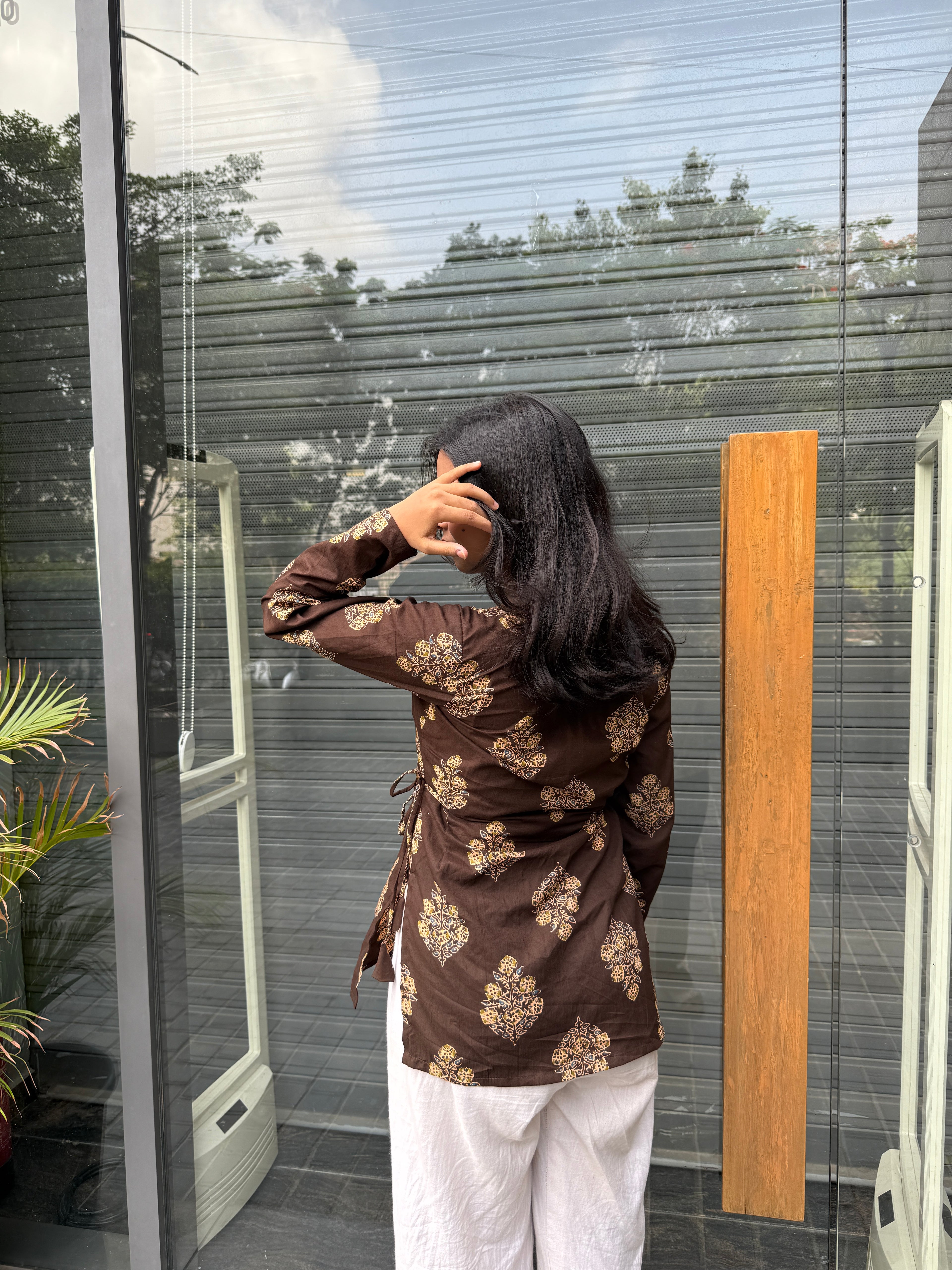 Noor Side Tie-Up Brown Kurti