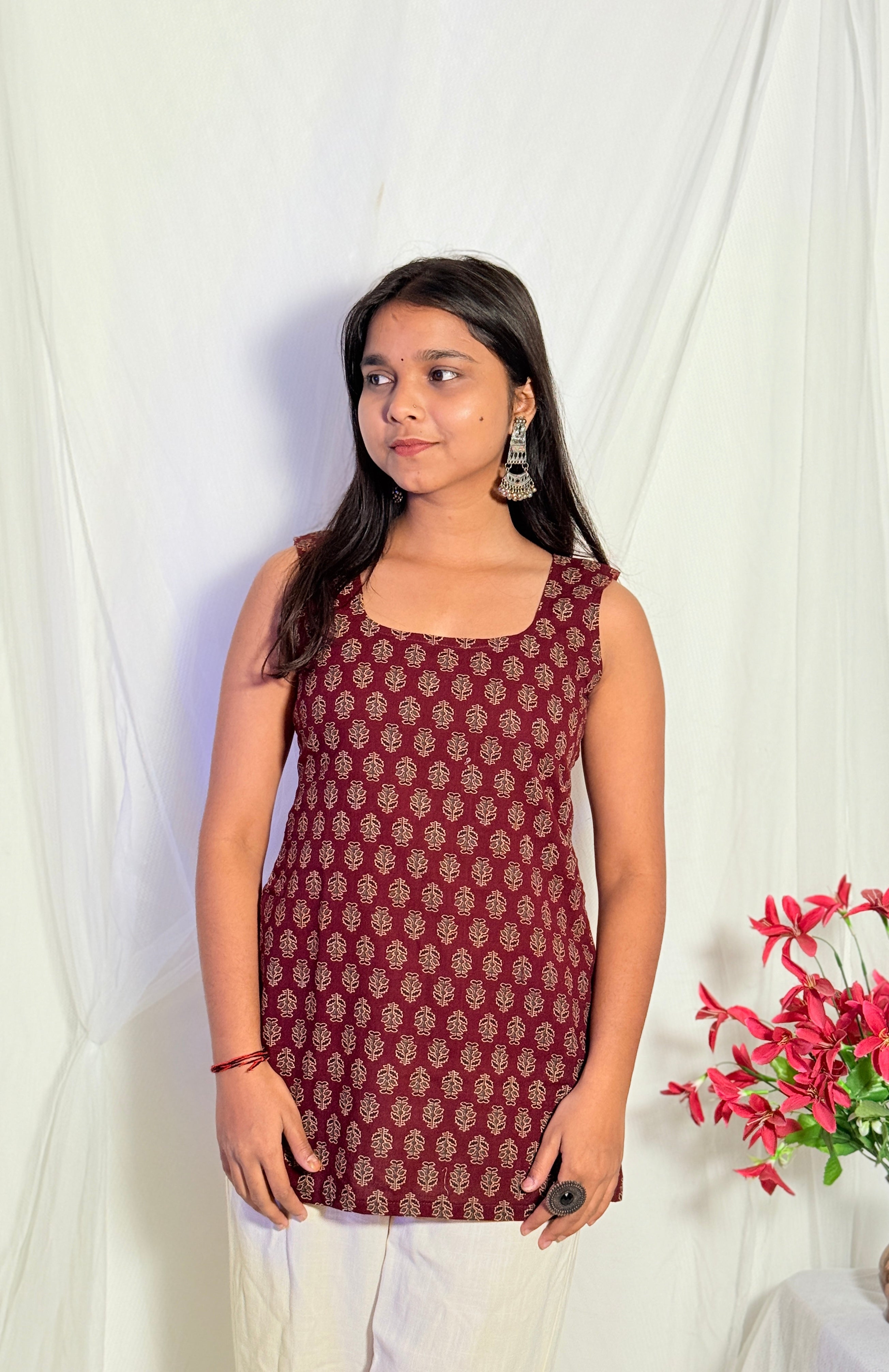 Ruhi Maroon Backless Kurti