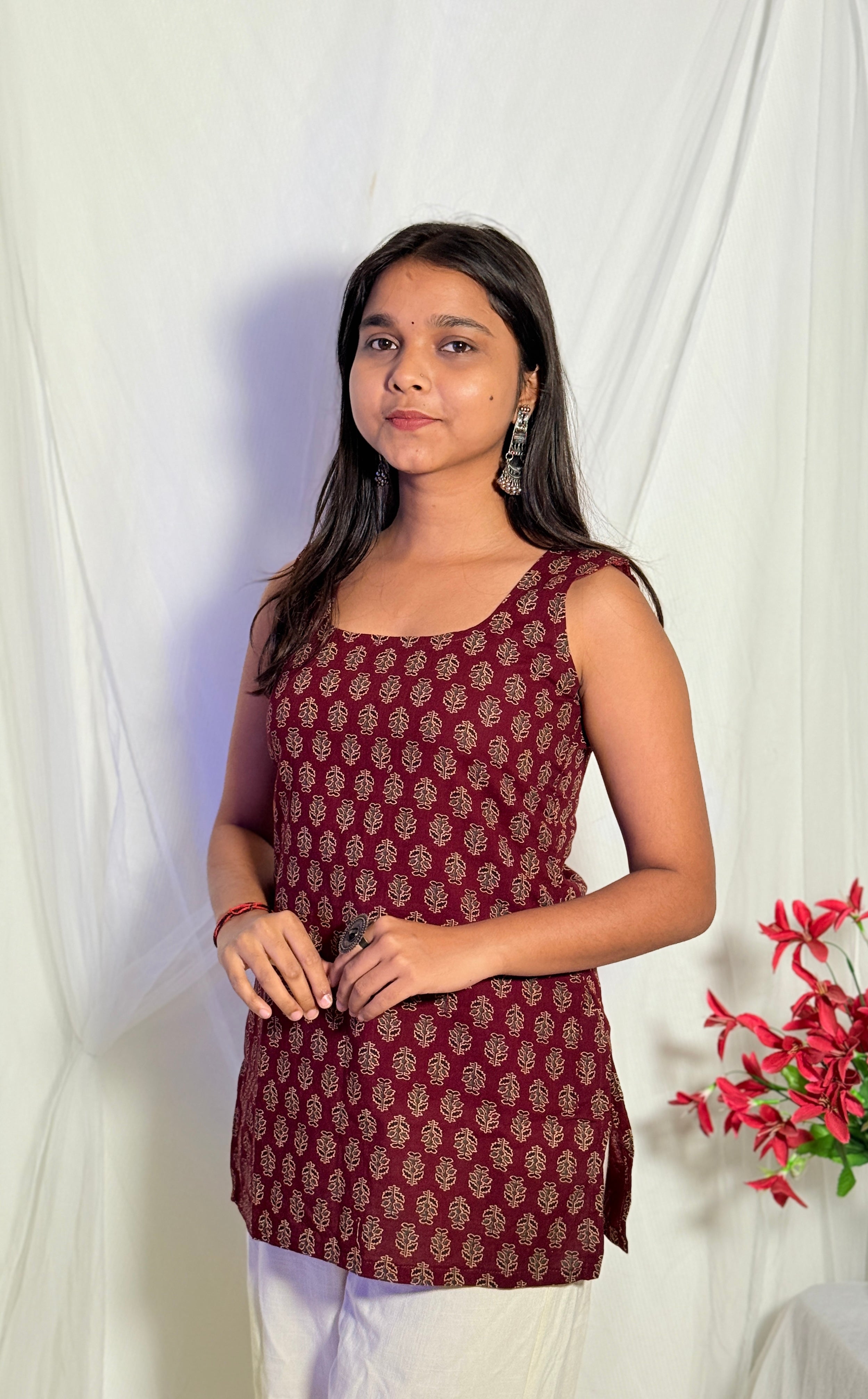Ruhi Maroon Backless Kurti