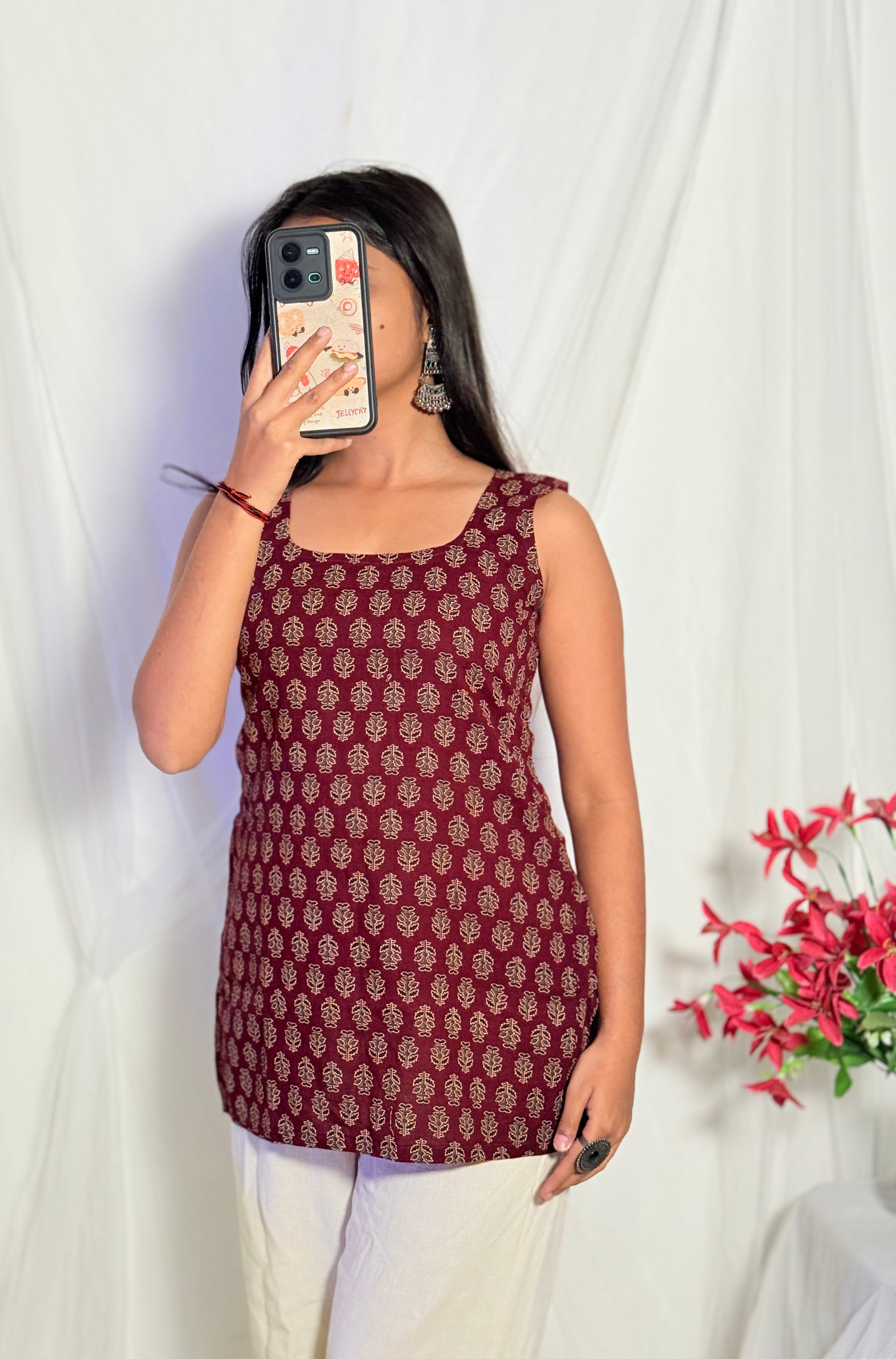 Ruhi Maroon Backless Kurti