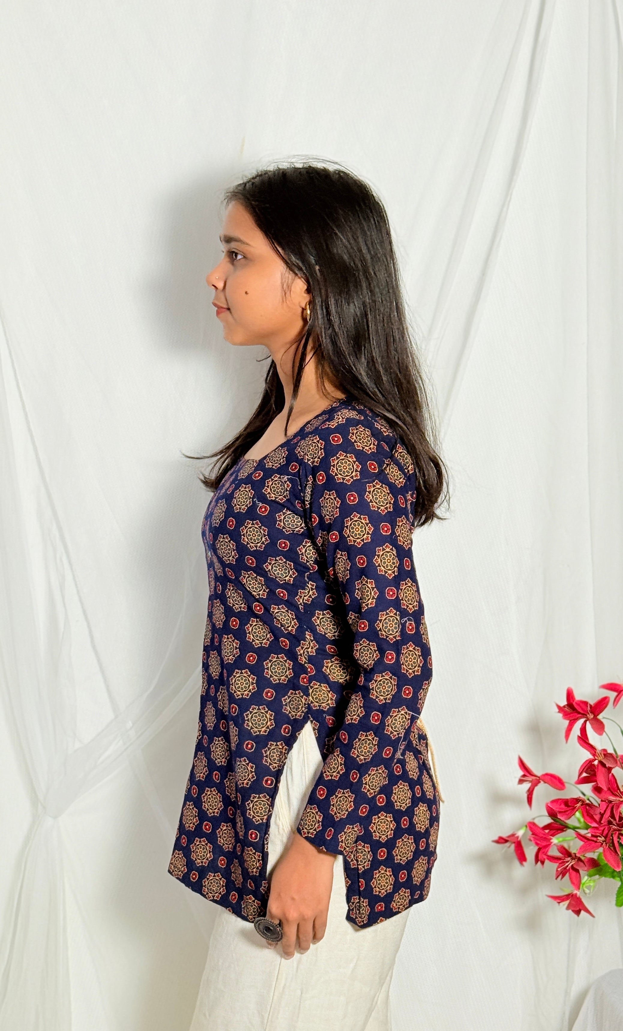 Avni Navy Blue Corset Back Kurti