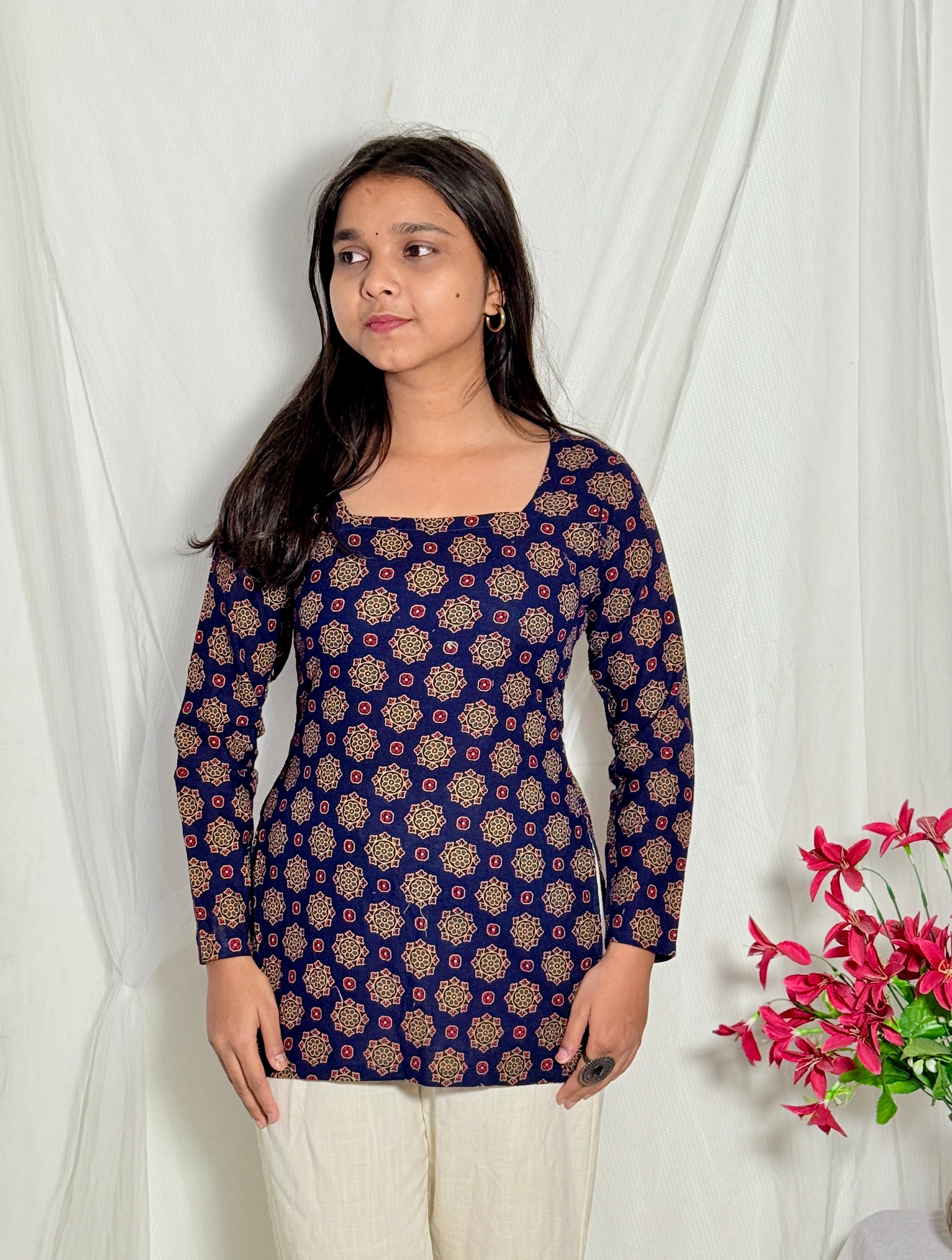 Avni Navy Blue Corset Back Kurti