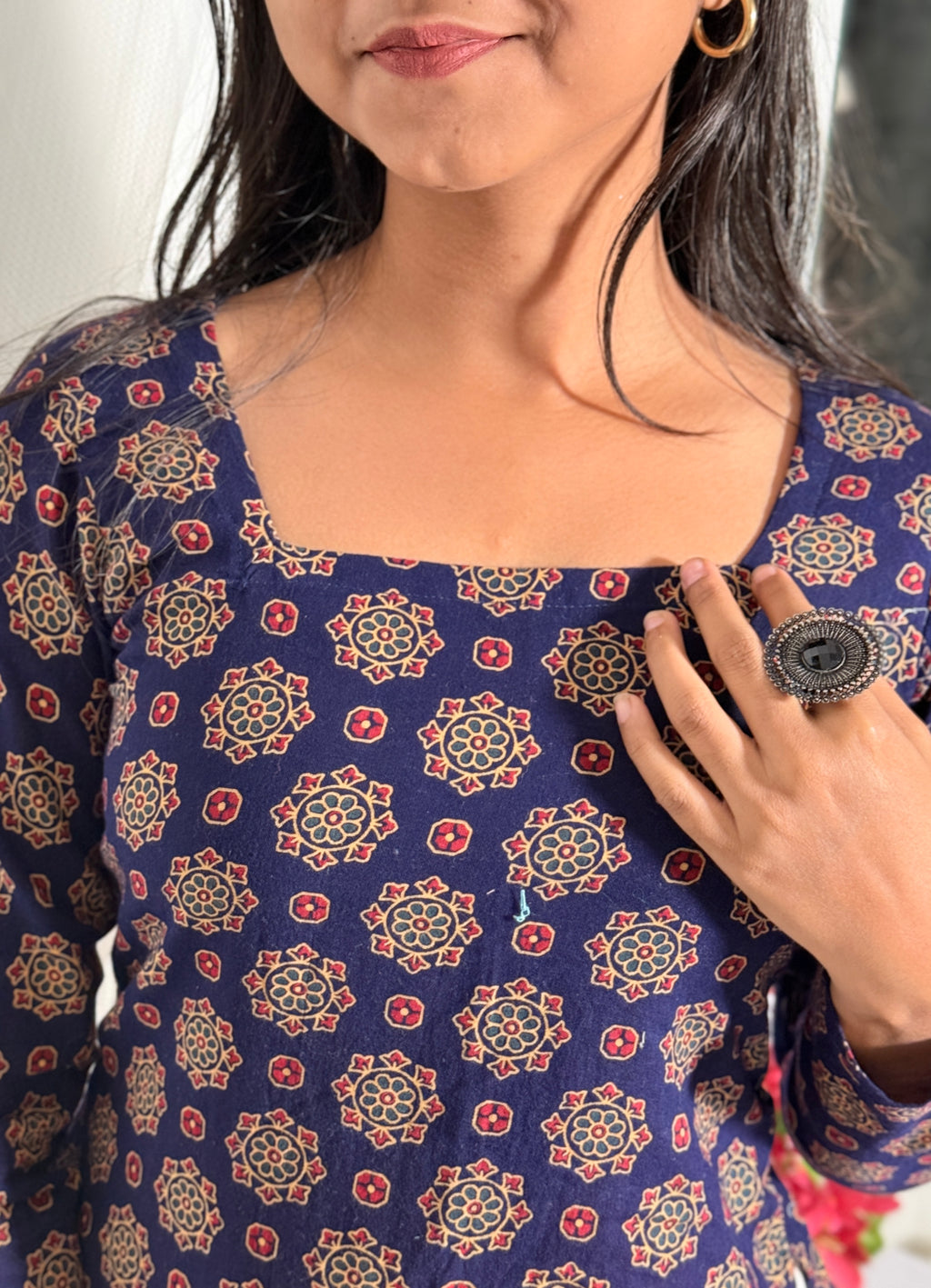 Avni Navy Blue Corset Back Kurti