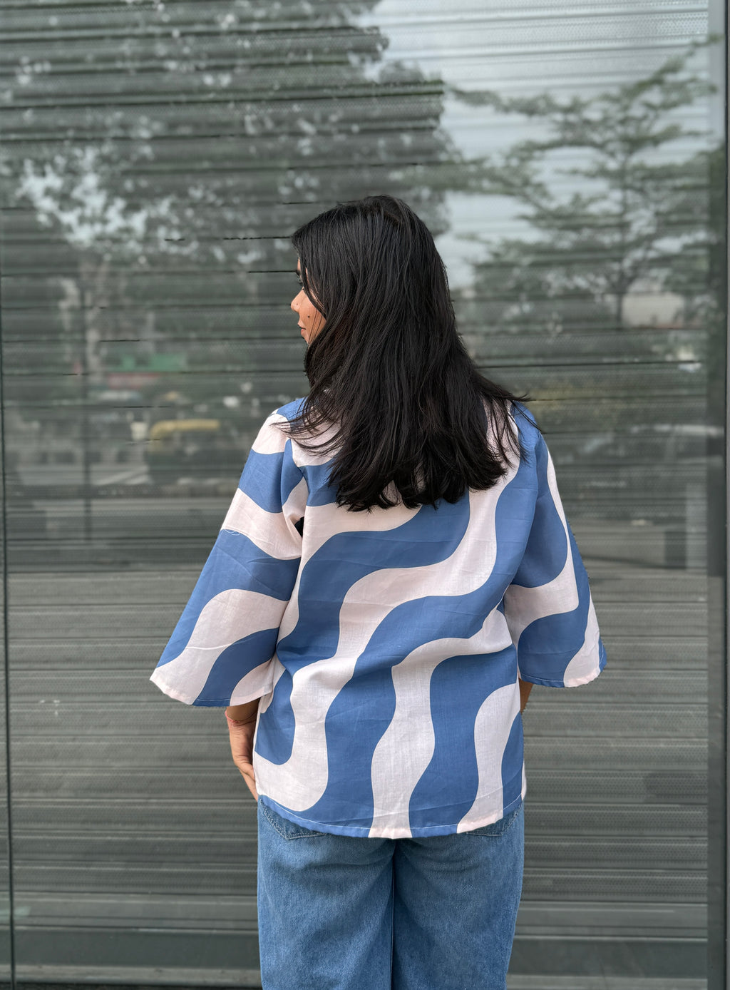 Loose-fit Blue Shrug