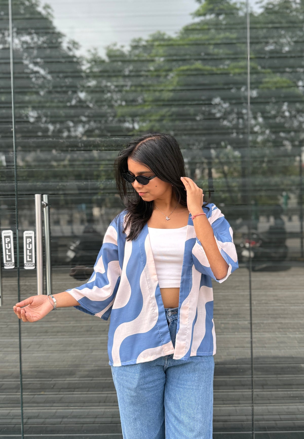 Loose-fit Blue Shrug
