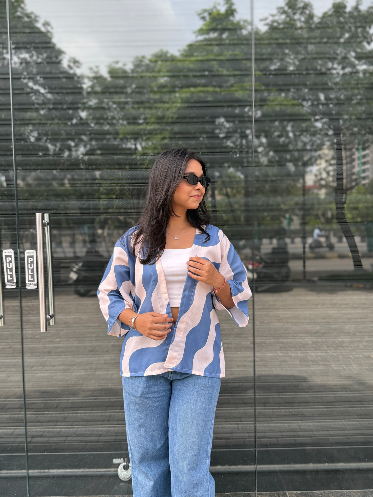 Loose-fit Blue Shrug