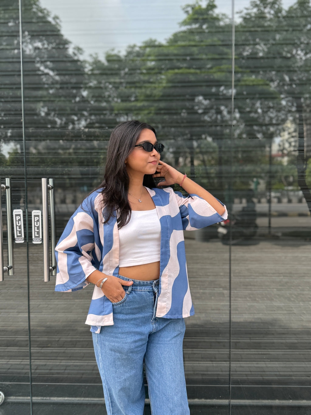 Loose-fit Blue Shrug