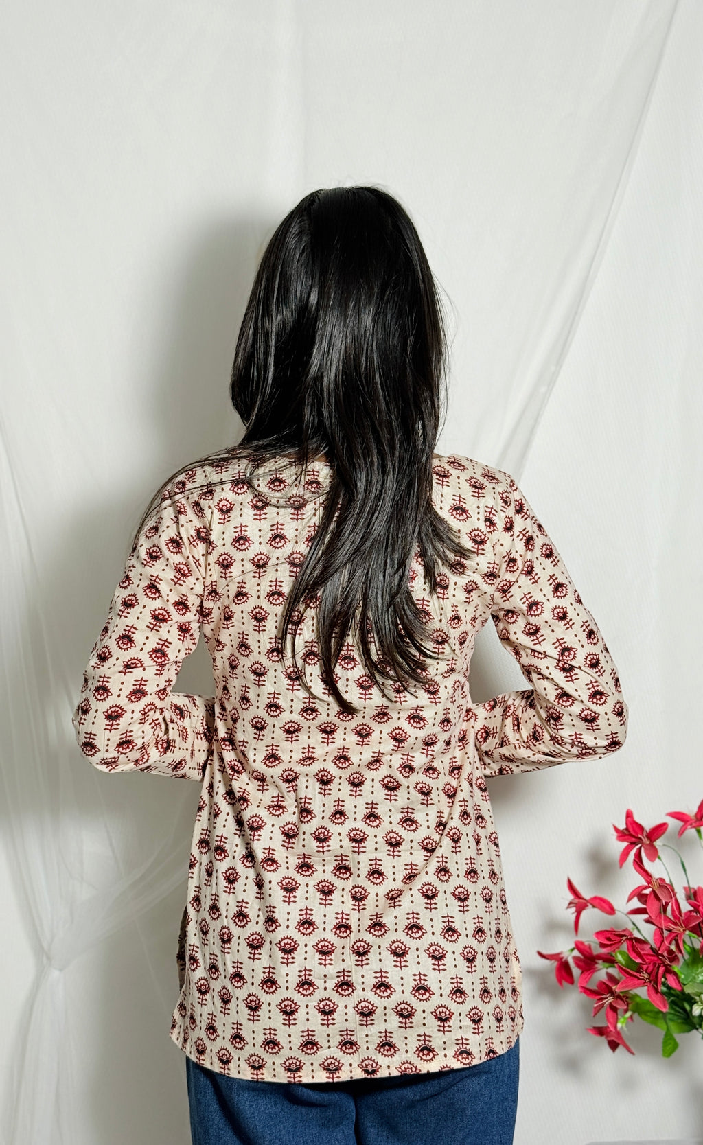 Shanaya Full Sleeve Ajrakh Print Kurti