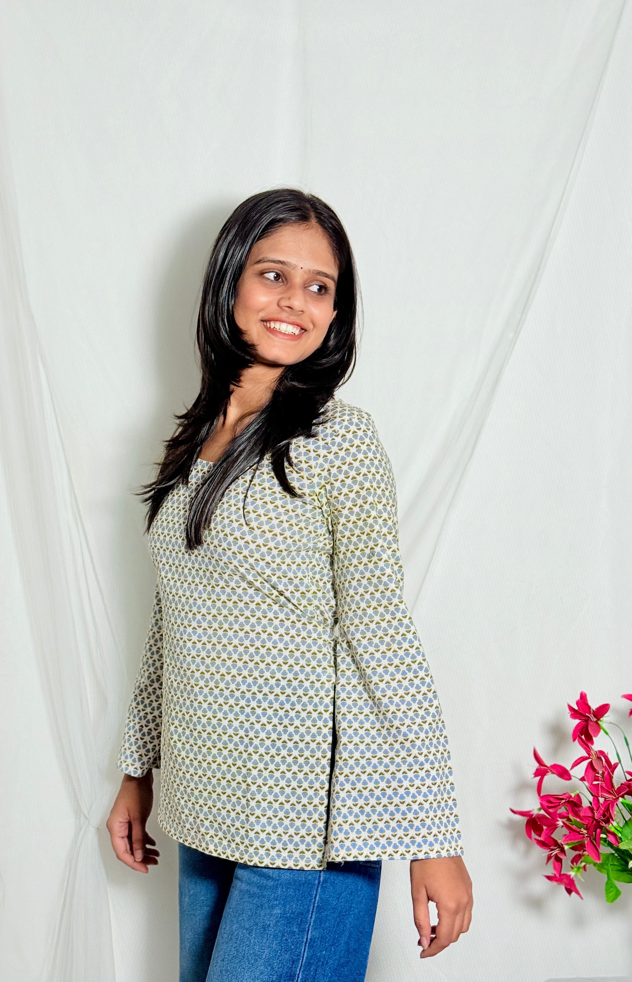 Geet Blue Bell Sleeve Kurti