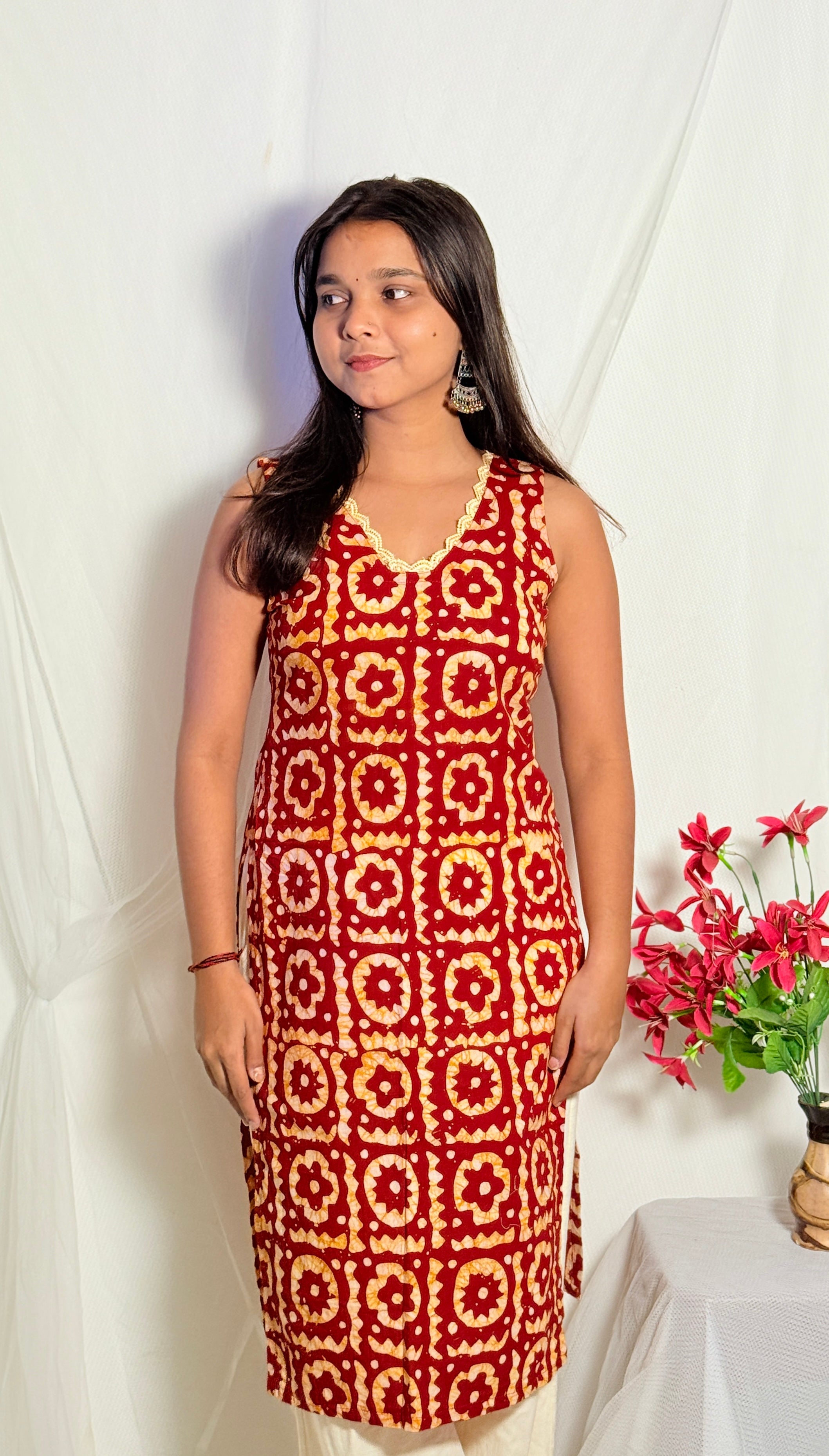 Gauri Red Long Kurti