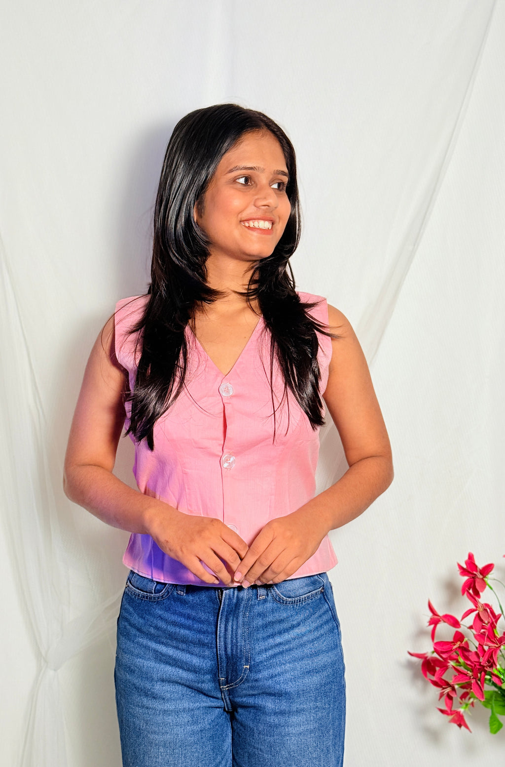 Versatile Pink Waist Coat