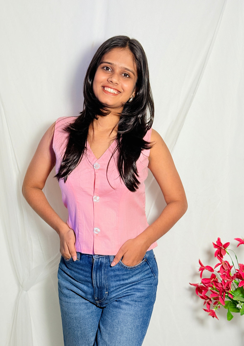 Versatile Pink Waist Coat