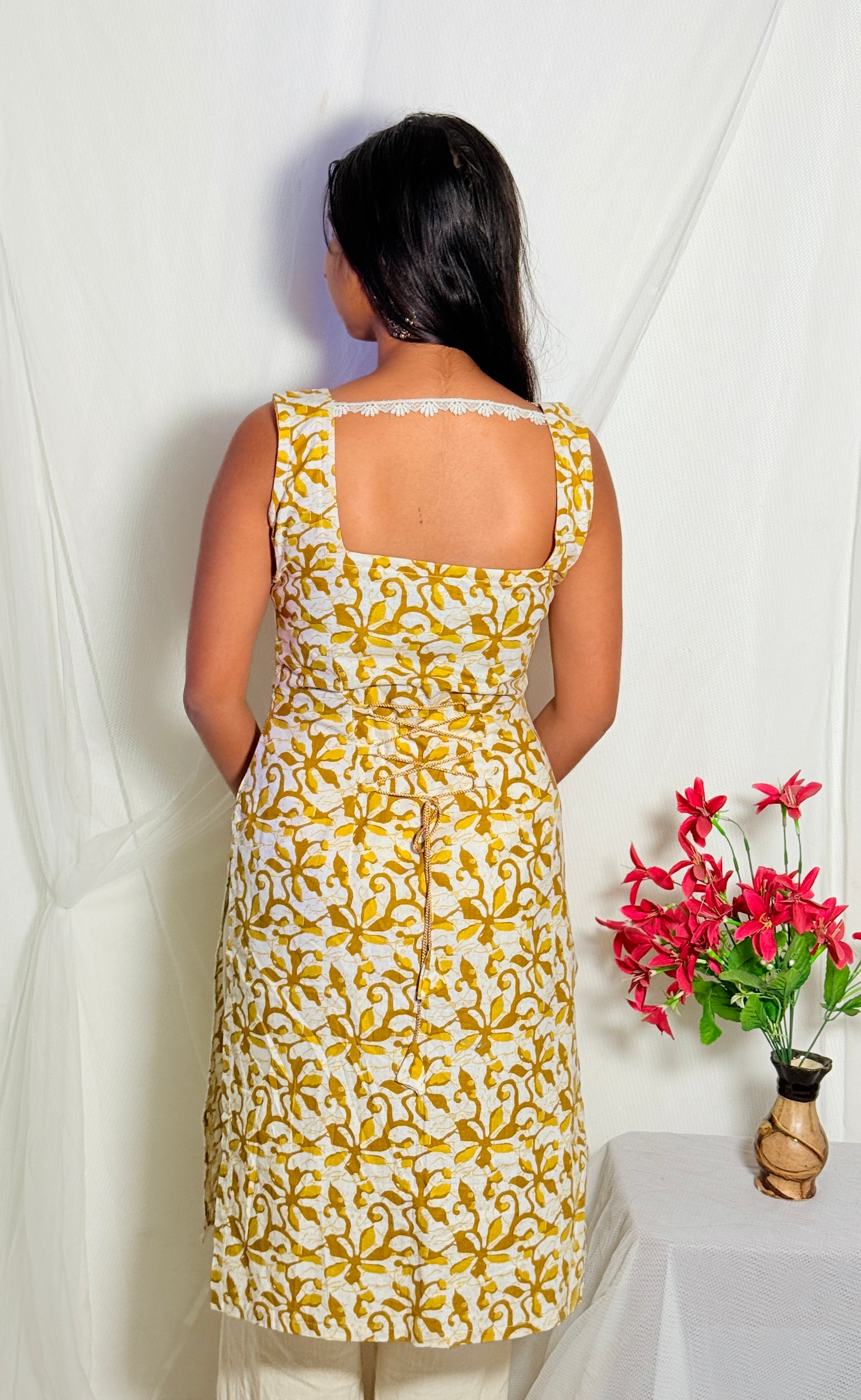 Prisha Yellow Long Sleeveless Kurti