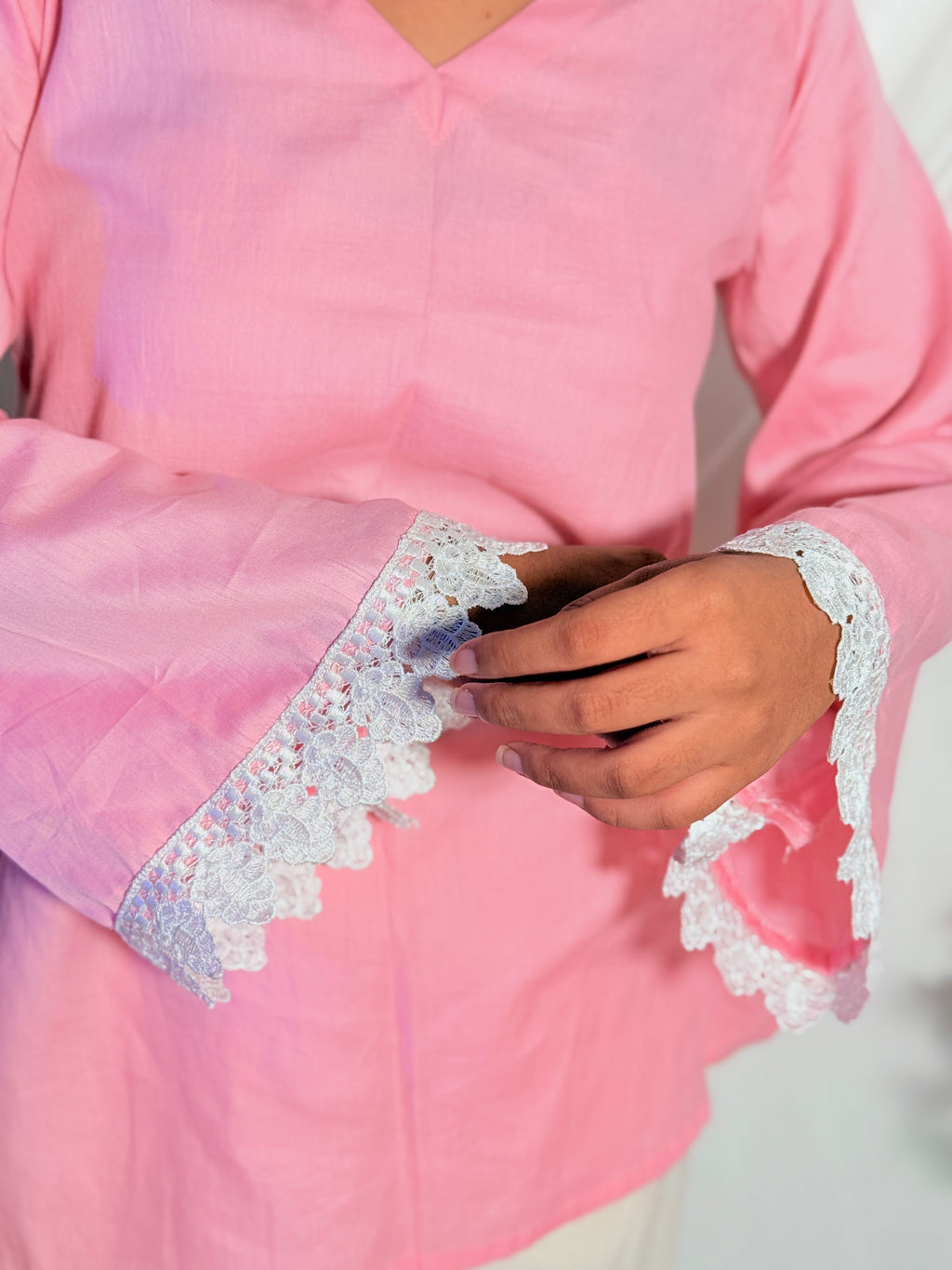 Vanya Pink Bell Sleeve Kurti