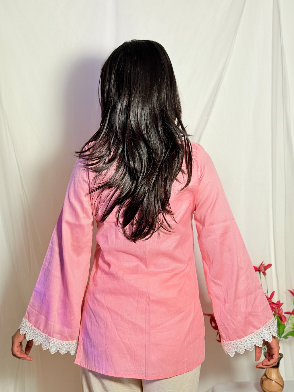 Vanya Pink Bell Sleeve Kurti