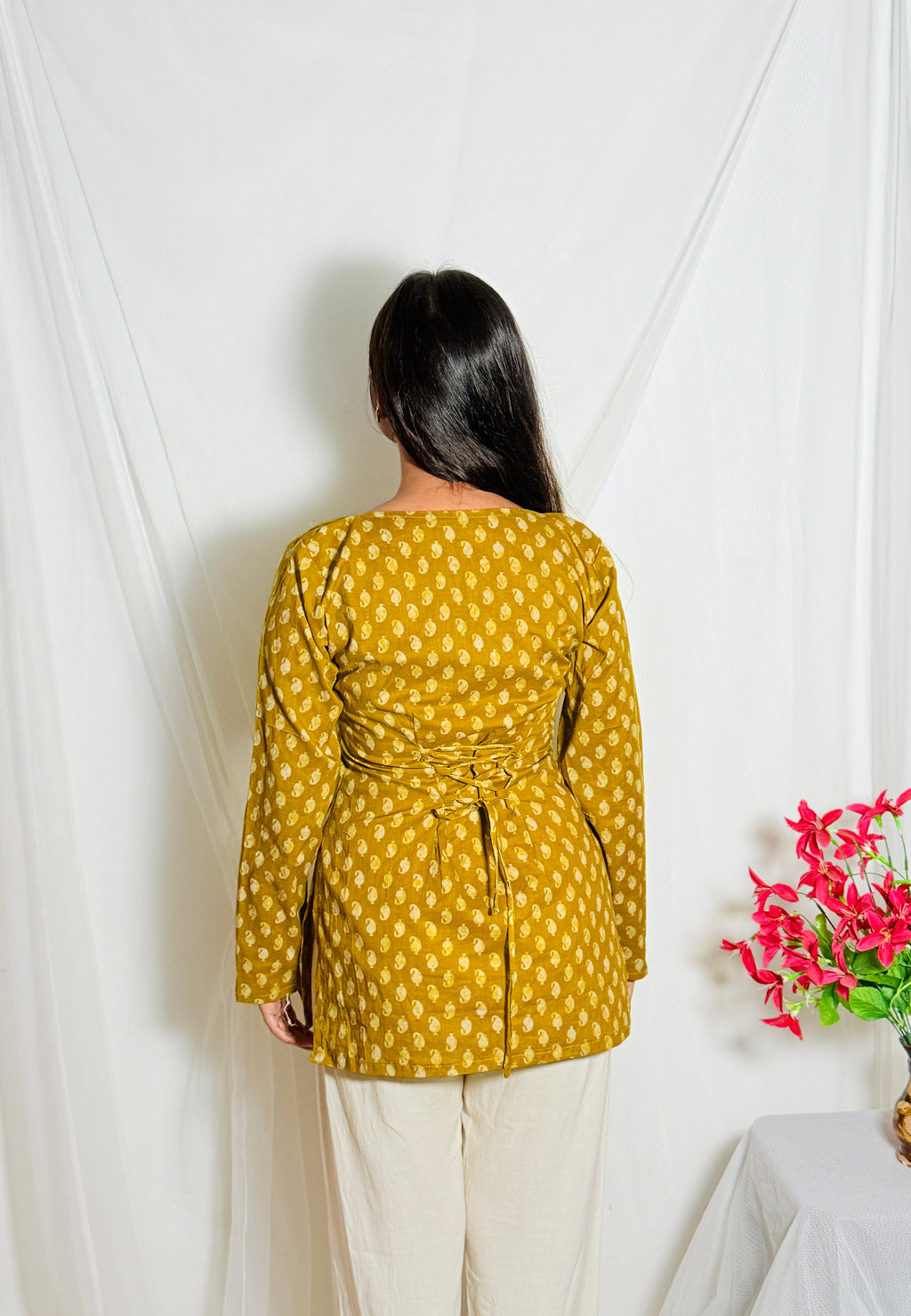 Annu Yellow Printed Kurti
