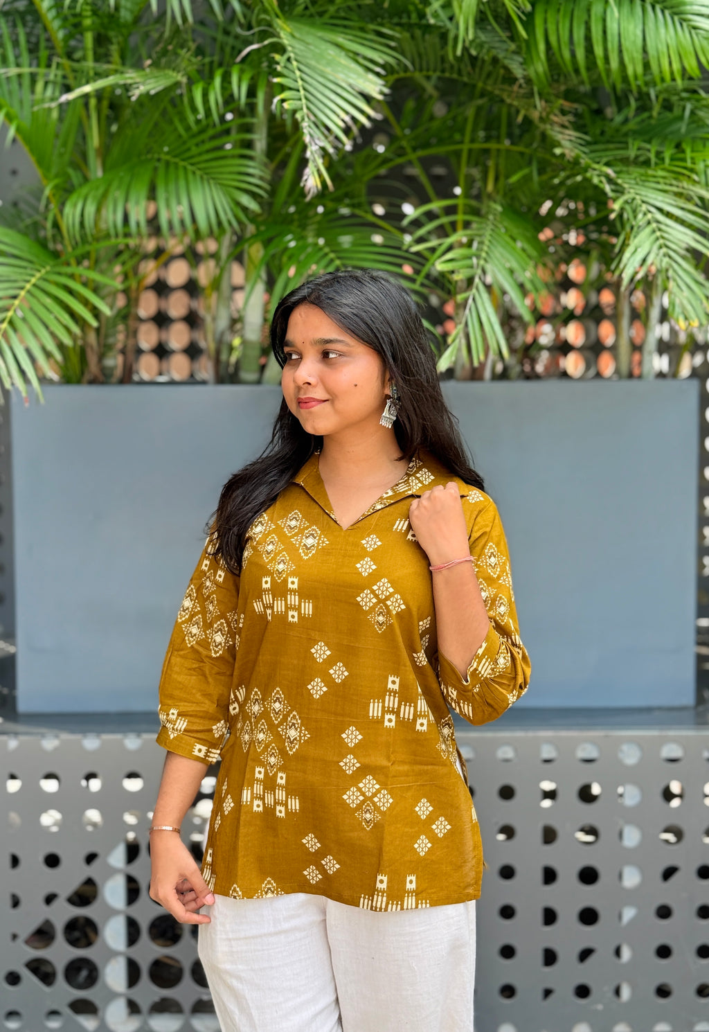 Aditi Mustard Collar Kurti