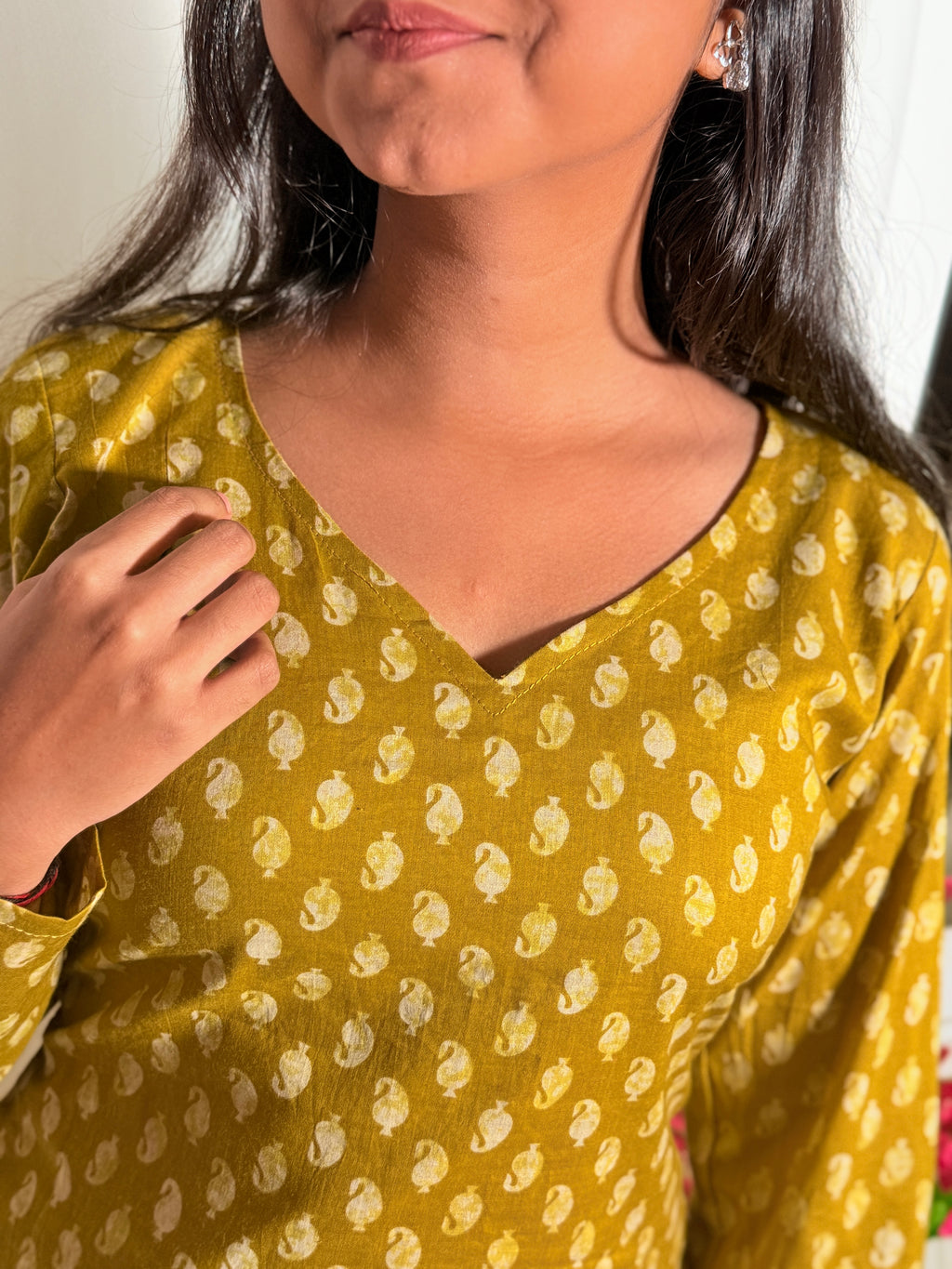 Annu Yellow Printed Kurti