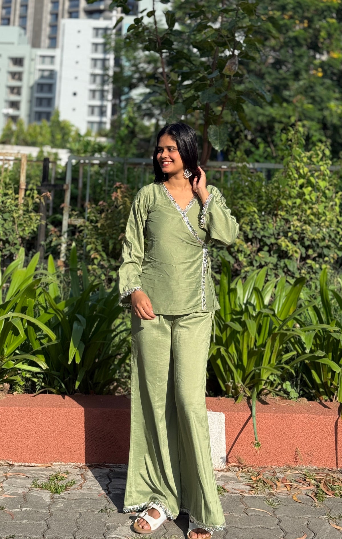 Pastel Green Angrakha Set