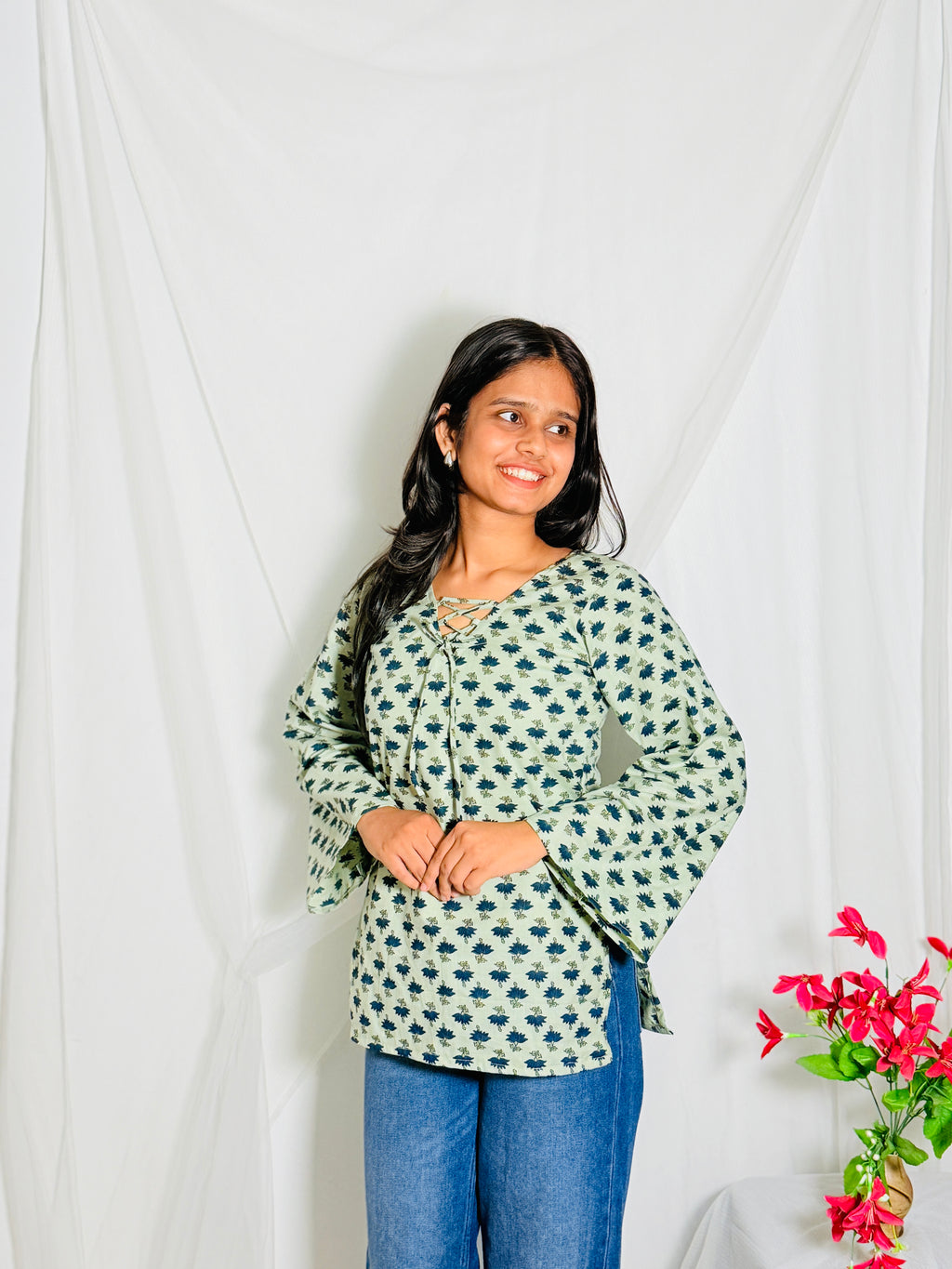 Sitara Light Green Printed Kurti