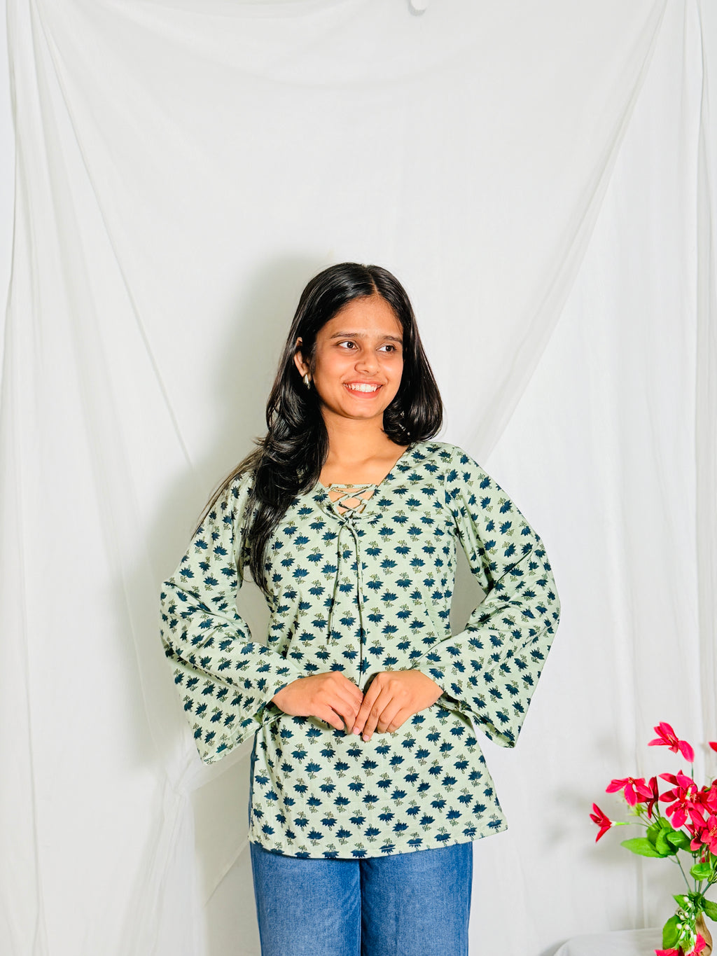 Sitara Light Green Printed Kurti