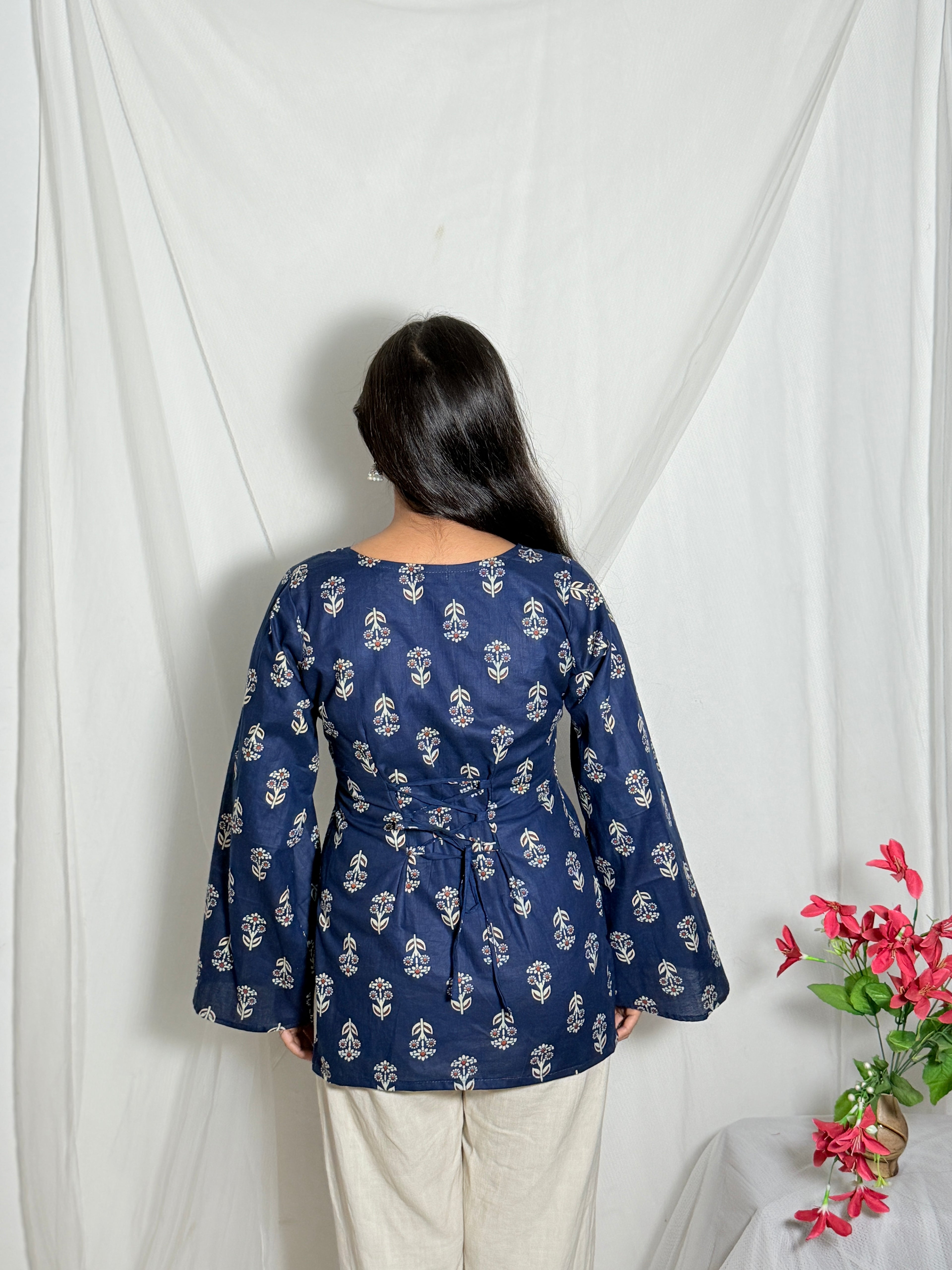Priya Navy Blue Printed Kurti