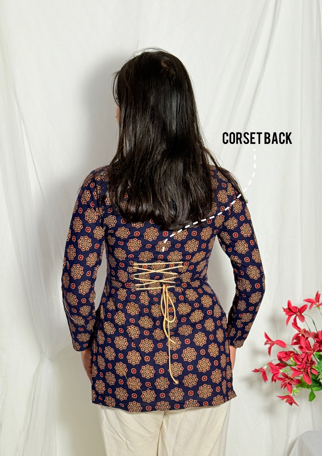 Avni Navy Blue Corset Back Kurti