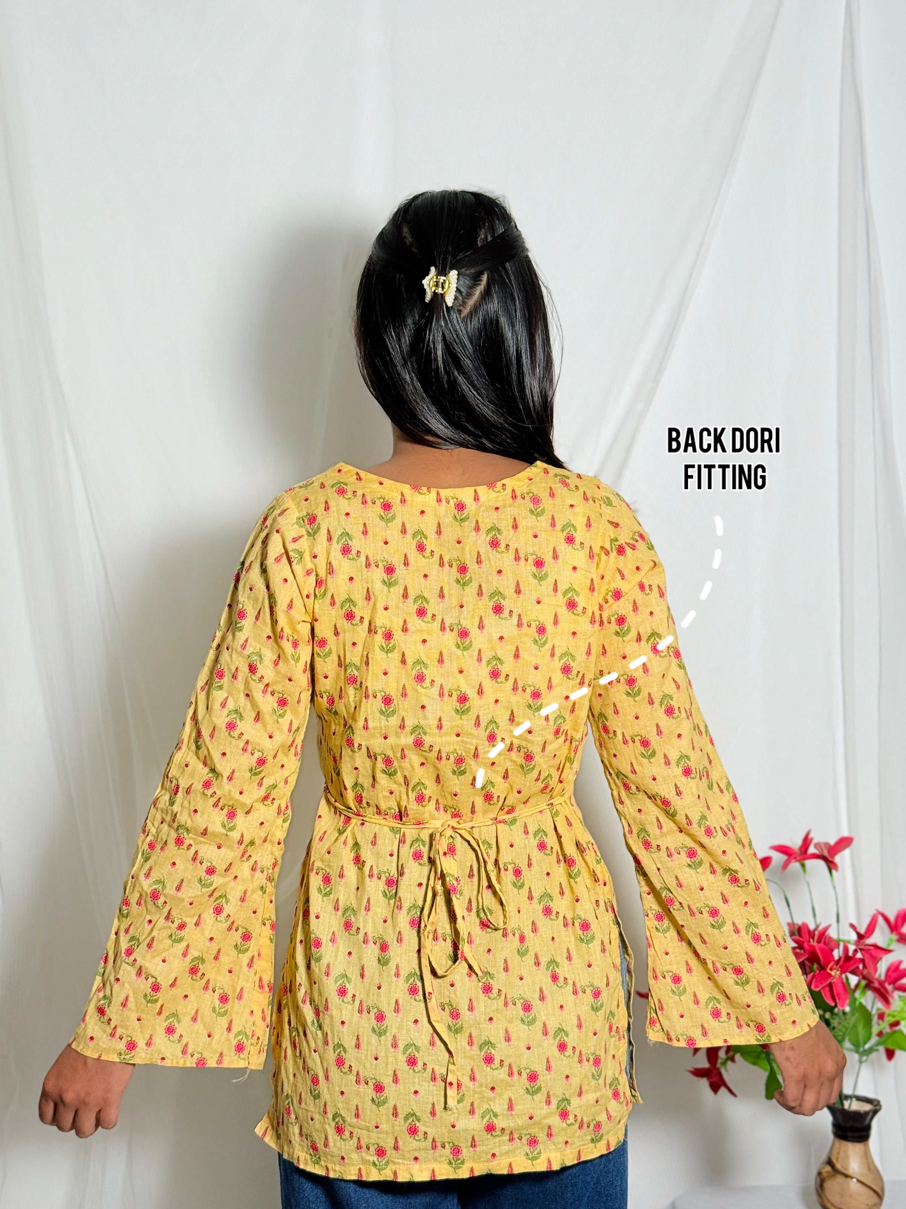 Meher Yellow Bell Sleeve Kurti
