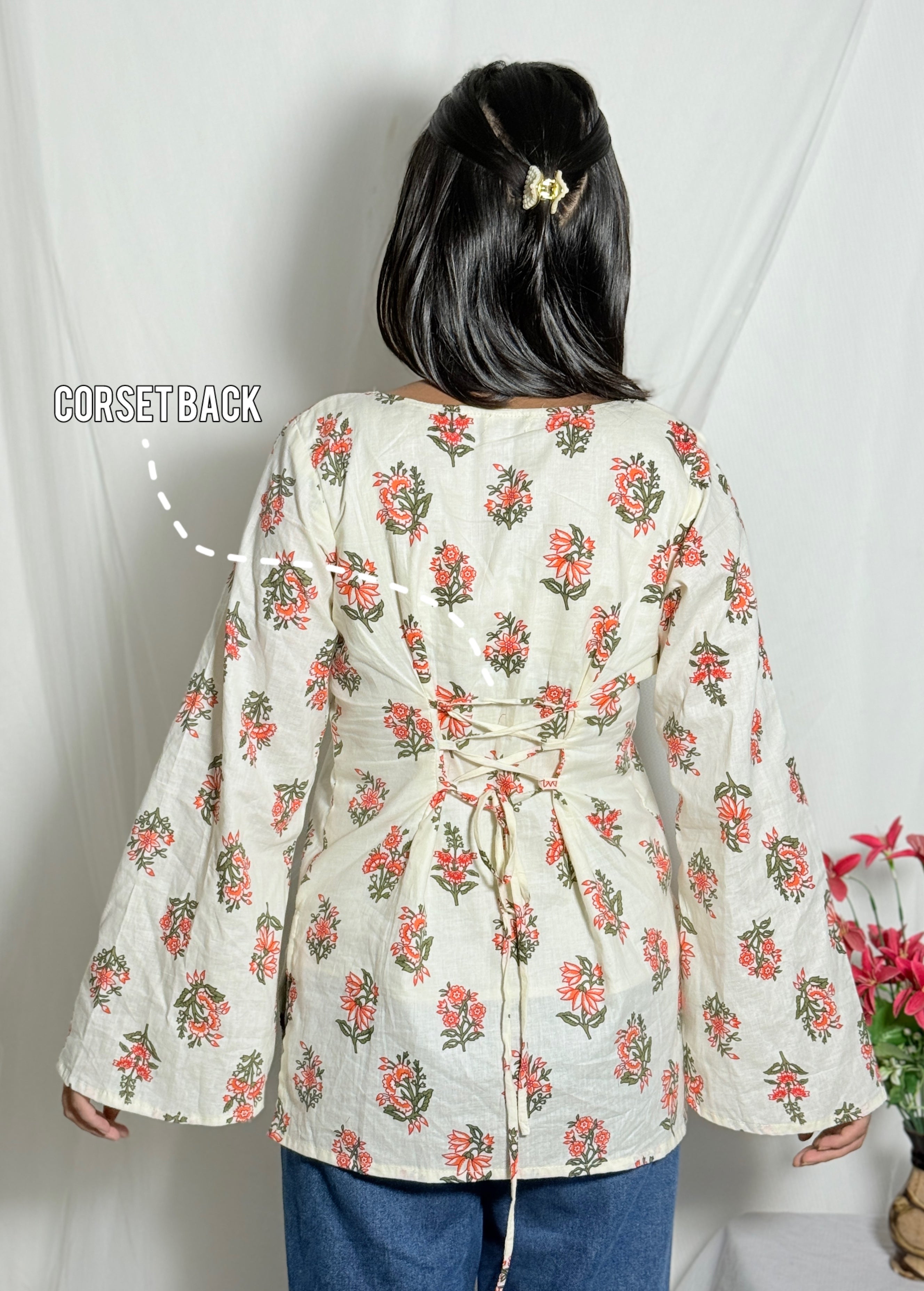 Saanvi Bell Sleeve Corset Back Kurti